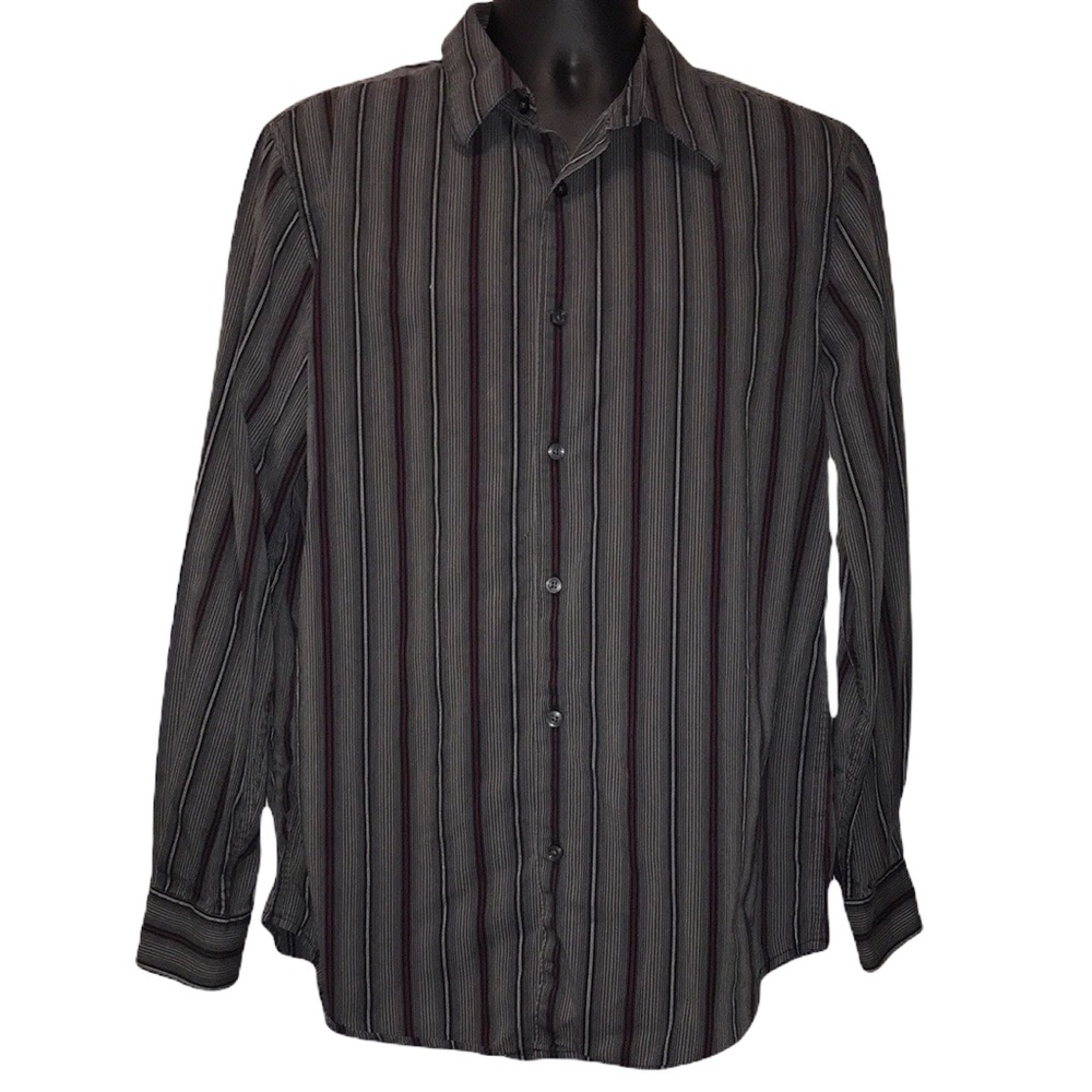 STRUCTURE Modern Fit Striped Button Down Shirt~L